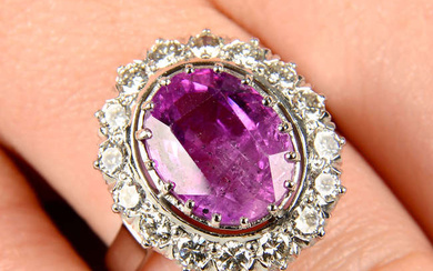 Sri Lankan pink sapphire and diamond ring
