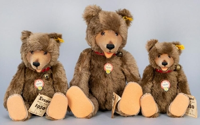 Steiff Trio of Teddy Baby 1930 Replica Bears. Made in