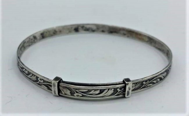 Sterling Silver Belt Bangle Bracelet Incised Pattern