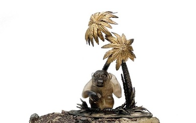 Sterling Silver and Carved Smoky Quartz Ape Sculpture by Gianmaria Buccellati