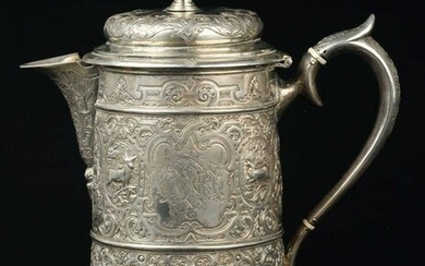 Sterling Silver figural and elaborately detailed Scottish large Tankard, marked