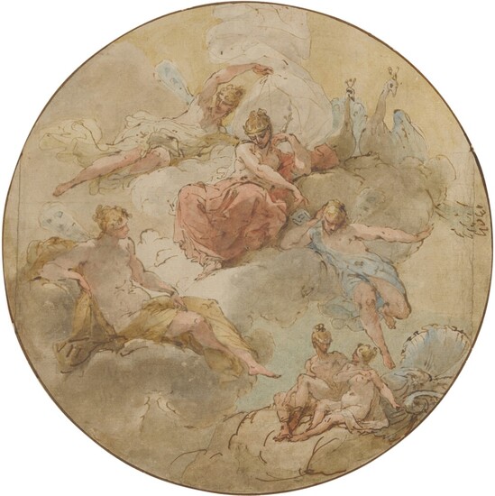 Study for a ceiling decoration, with Juno and her Nymphs, Filippo Pedrini