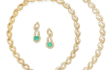 Suite Of Emerald and Diamond Jewelry