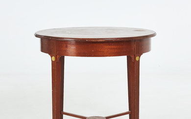 TABLE. Gustavian style, mahogany veneer, coupled legs.