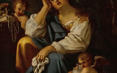 The Penitent Magdalene in meditation with two angels, Bartolomeo Schedoni