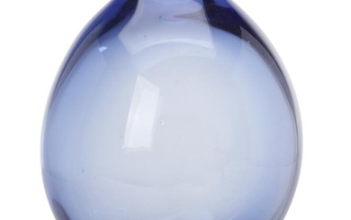 “The drop”. A large vase of transparent bluish violet glass. Signed monogram,...