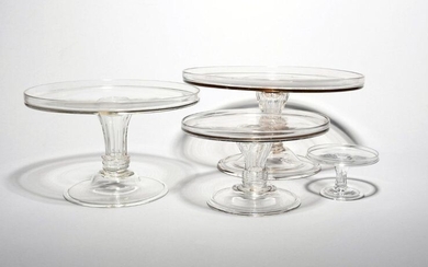 Three glass tazzae mid 18th century, in three sizes, with...