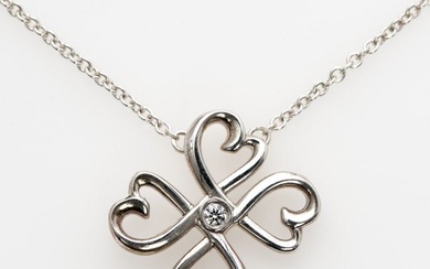 Tiffany & Co. Paloma Picasso Diamond Loving Heart Clover Sterling Necklace