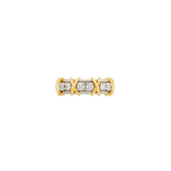 Tiffany & Co. Schlumberger Platinum, Gold and Diamond Band Ring