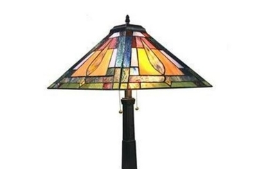 Tiffany-style Slag Glass Mission Table Lamp