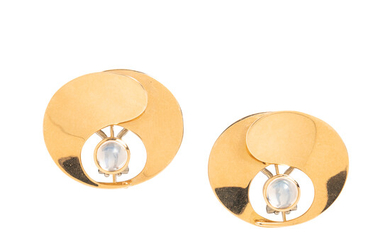 Trudel 18kt Gold and Moonstone Earclips