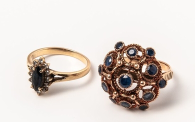 Two 14kt Gold and Sapphire Rings