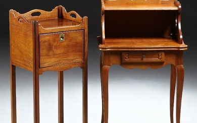 Two Carved Cherry Nightstands, 20th c., one English