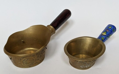 Two Chinese Brass Silk Irons