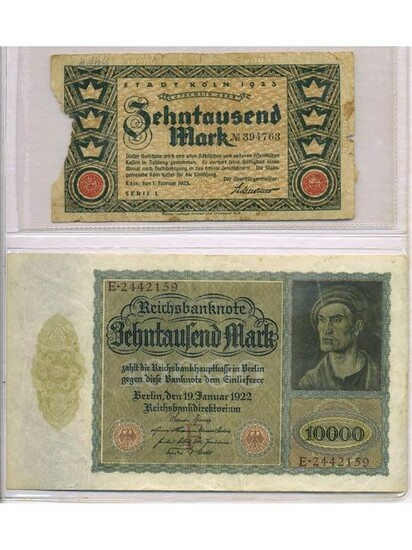 Two Early 1920s German Bank Notes