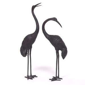 Two Patinated Bronze Sculptures of Storks