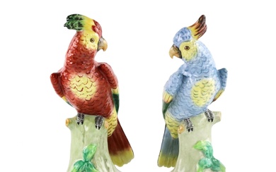 Two Sitzendorf Parrots.