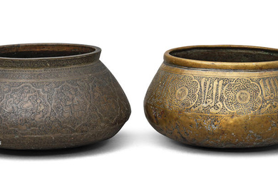 Two engraved brass bowls Persia, 14th and 19th Century (3)...