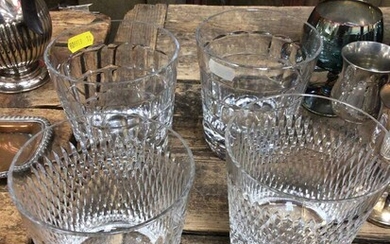 Two pairs of large Baccarat cut glass tumblers, signed.