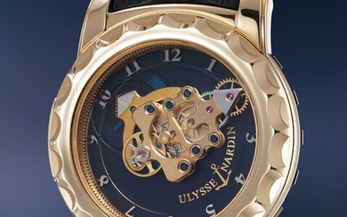 Ulysse Nardin, Ref. 016-88 A historically relevant, unique and cutting edge pink gold wristwatch prototype with carrousel "tourbillon", dual escapement, seven days power reserve, guarantee and box