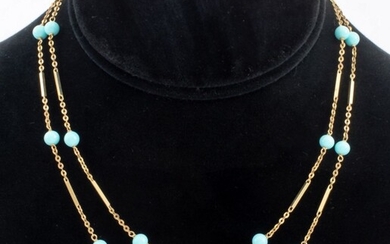 Uno A-Erre 14K Yellow Gold Turquoise Necklace