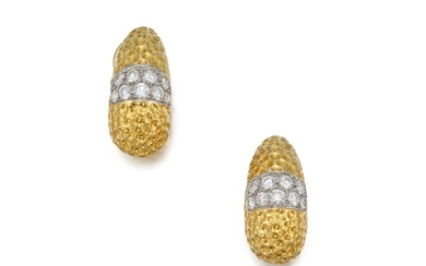 Van Cleef & Arpels Pair of Gold and Diamond Earclips