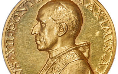Vatican City: , Pius XII gold "Election of the Pope" Medal Anno I (1939) MS63 NGC,...