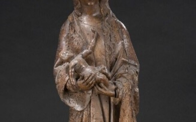 Vierge à l'Enfant couronnée en noyer sculpté.... - Lot 24 - Oger - Blanchet