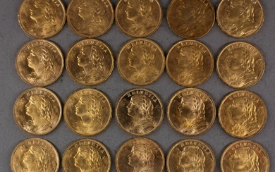 *Vingt pièces de 20 Francs Suisse en or - Lot 24 - Kahn & Associés