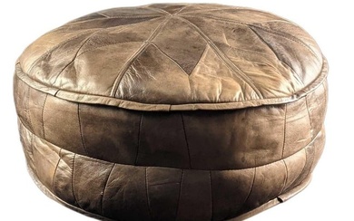 Vintage Leather Pouf Floor Cushion