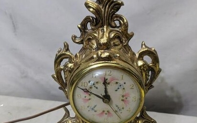 Vintage Metal Brass Ornate Eclectic Mantel Clock