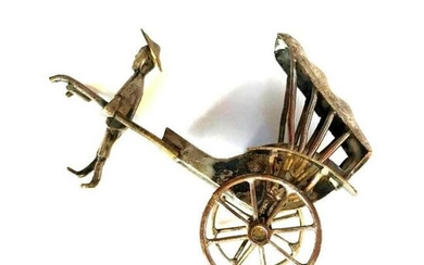 Vintage Miniature Articulated Japanese Silver Rickshaw