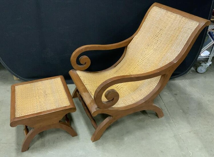 Vintage Plantation Chair & Ottoman