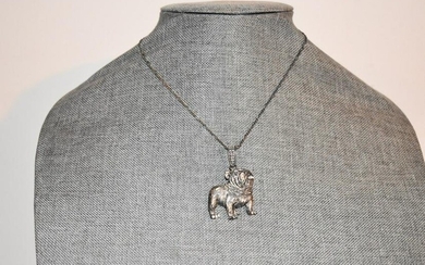 Vintage Sterling Silver Bulldog Necklace 17"