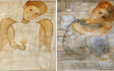 Vladimir Makeyev (russe, né en 1963), Angel, 2004, acrylique sur papier, signé et daté en...