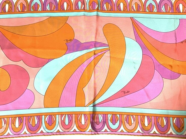 Vntg EMILIO PUCCI Pop Art Patterned Silk Scarf