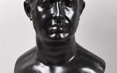 WEDGWOOD & BENTLEY BLACK BASALT LIBRARY BUST OF CATO THE YOUNGER