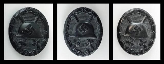WW2 German Black Wound Badges, (3pc)