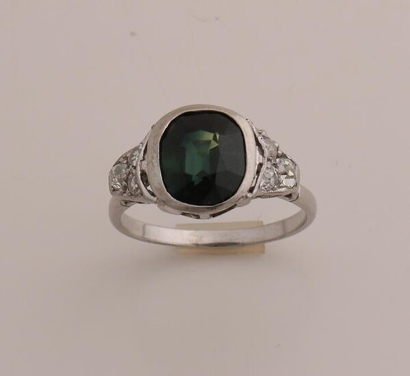 White gold ring, 585/000, with tourmaline and