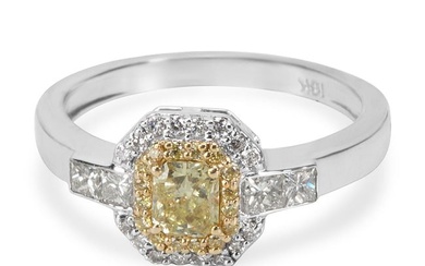 Yellow Diamond Halo Ring in 18KT Yellow Gold 0.68ctw