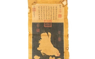 Zhao Song Hen and Chick Blockprint Scroll