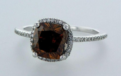 fancy deep orangy brown - 14 kt. White gold - Ring
