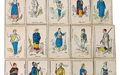 set of 18 transparent cards 5.5 x 8.5 cm, from the 19th century in very good condition, printed on