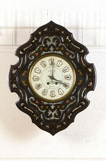 wall clock, France around 1880, inlaid with...