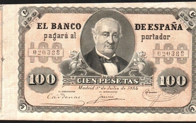 1 de julio de 1884. 100 pesetas