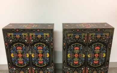 Pair of Polychrome Lacquer Cabinets