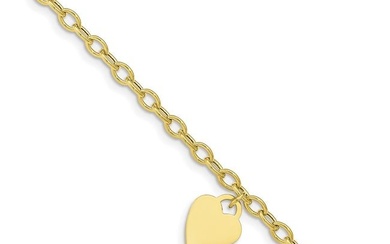 10K Yellow Gold Dangle Heart Bracelet