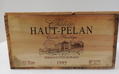 12 Btls Château Haut Pélan. Cuvée Prestige. Caisse bois. 1995. Côtes de Francs