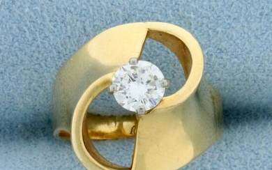 1/2 ct Solitaire Designer Diamond Ring in 14k Yellow