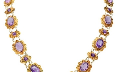 14 kt. Gold - Necklace - 22.58 ct Amethyst